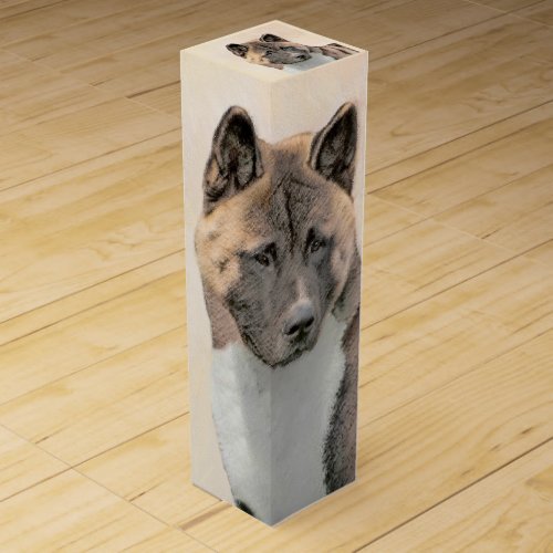 Akita Painting _ Cute Original Dog Art Wine Box