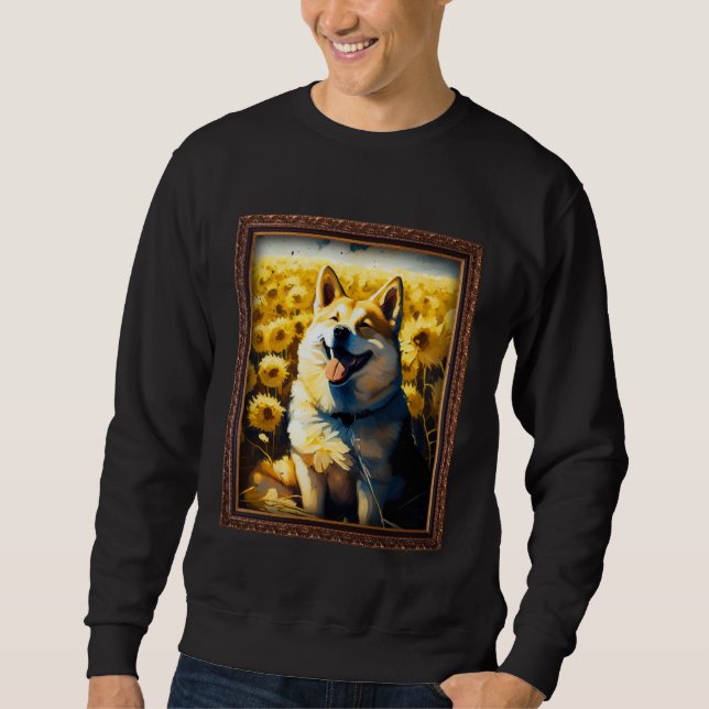 Akita Painting Sunflower Flower Mom Women Floral   Sweatshirt (Front)