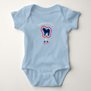 Akita Patriotic Red White And Blue 4th July Dog Baby Bodysuit
