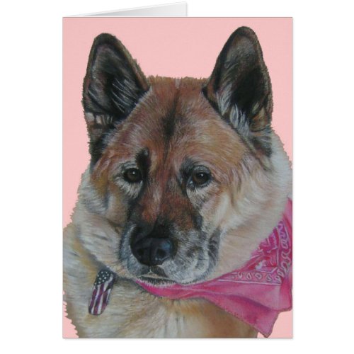 akita pink scarf usa flag tag dog portrait blank