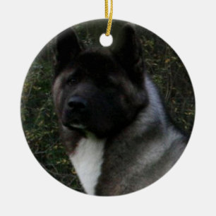 akita pinto black mask ceramic ornament