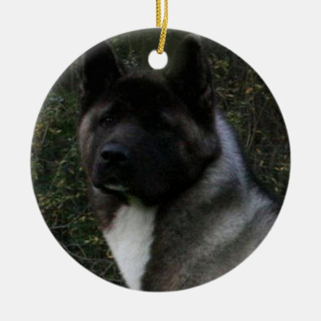 akita pinto black mask ceramic ornament (Front)