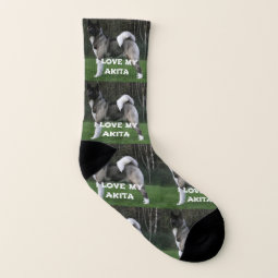 akita pinto black mask full love w pic socks | Zazzle