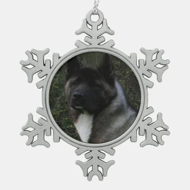 akita pinto black mask snowflake pewter christmas ornament | Zazzle