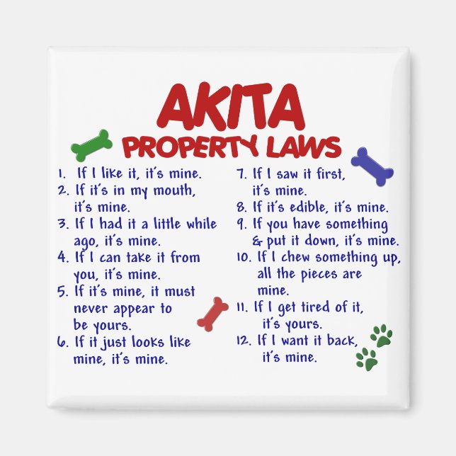 AKITA Property Laws 2 Magnet (Front)