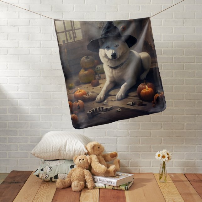 Akita Pumpkins Halloween Scary Baby Blanket (In Situ)