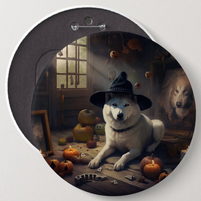 Akita Pumpkins Halloween Scary Button (Front & Back)