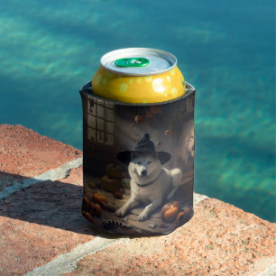 Akita Pumpkins Halloween Scary Can Cooler