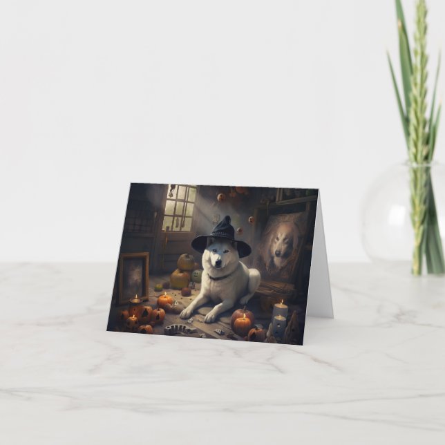 Akita Pumpkins Halloween Scary Card (Front)