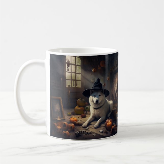Akita Pumpkins Halloween Scary Coffee Mug (Left)