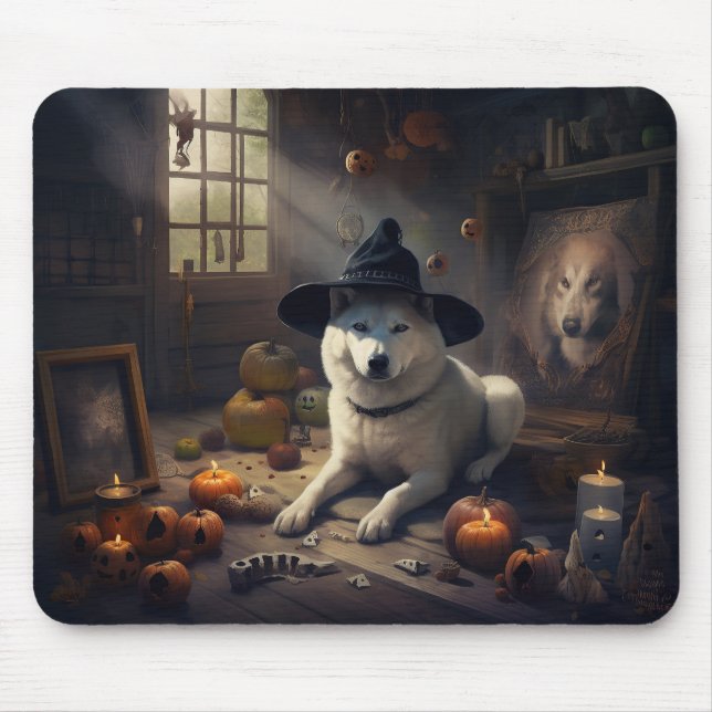 Akita Pumpkins Halloween Scary Mouse Pad (Front)