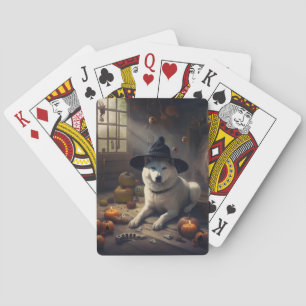 Akita Pumpkins Halloween Scary Poker Cards