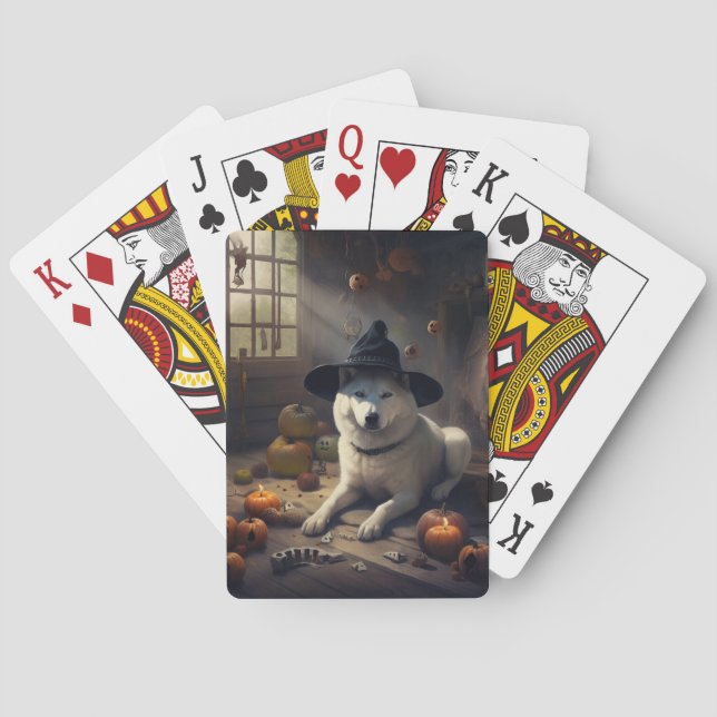 Akita Pumpkins Halloween Scary Poker Cards (Back)