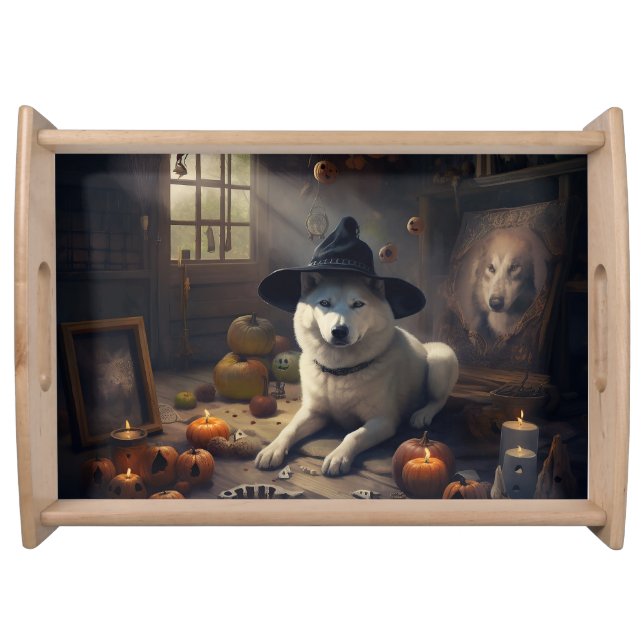 Akita Pumpkins Halloween Scary Serving Tray (Front)