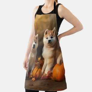 Akita Puppy Autumn Delight Pumpkin Apron