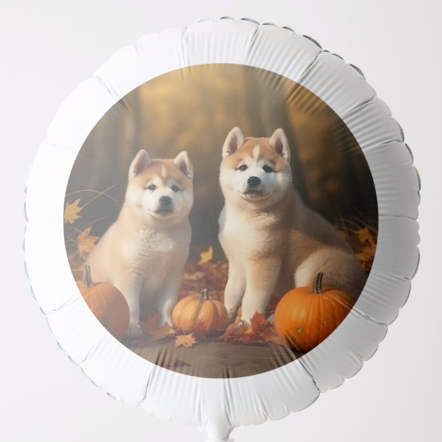 Akita Puppy Autumn Delight Pumpkin Balloon (Front)
