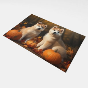Akita Puppy Autumn Delight Pumpkin Doormat