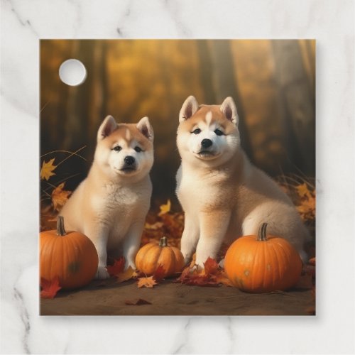 Akita Puppy Autumn Delight Pumpkin Favor Tags