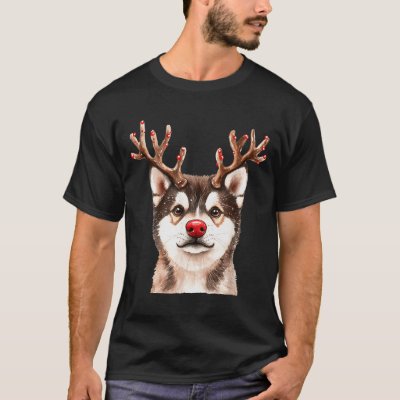 Akita Reindeer Christmas Lights Dog Lover Xmas Paj T-Shirt
