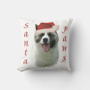Akita Santa Paws Throw Pillow