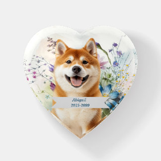 Akita Shiba Inu Dog Blue Wildflowers Pet Memorial Paperweight