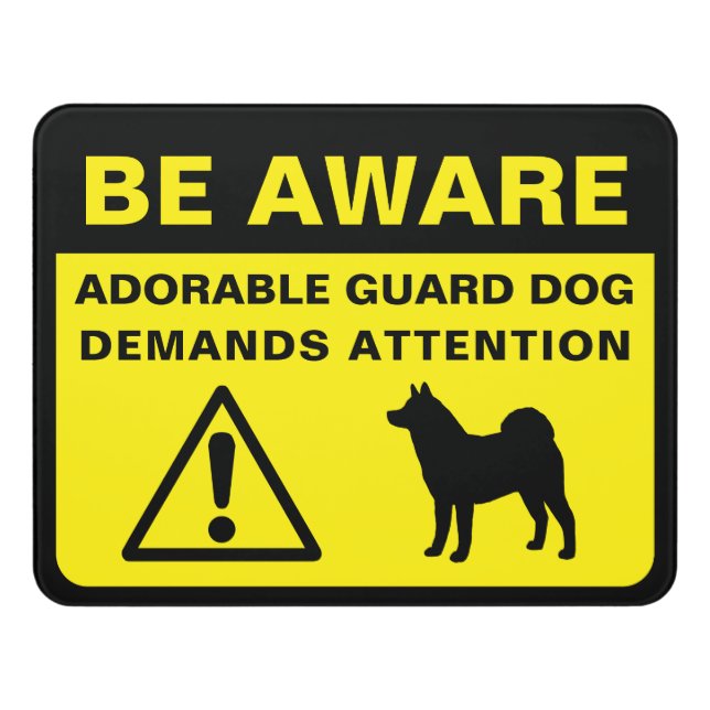Akita Silhouette Funny Guard Dog Warning Sign (Contemporary Front)