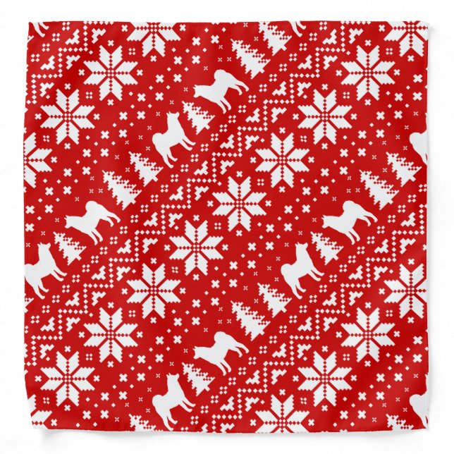Akita Silhouettes Christmas Sweater Style Pattern Bandana (Front)