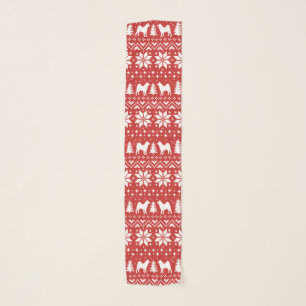 Akita Silhouettes Red Christmas Pattern Scarf