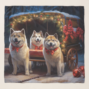 Akita Snowy Sleigh Ride Christmas Decor Scarf