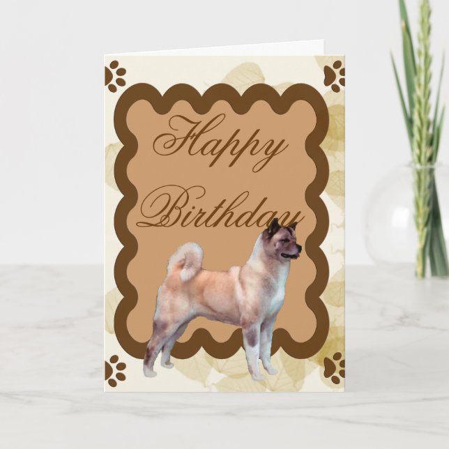 Akita ~ Tan Leaves Motiff Card (Front)