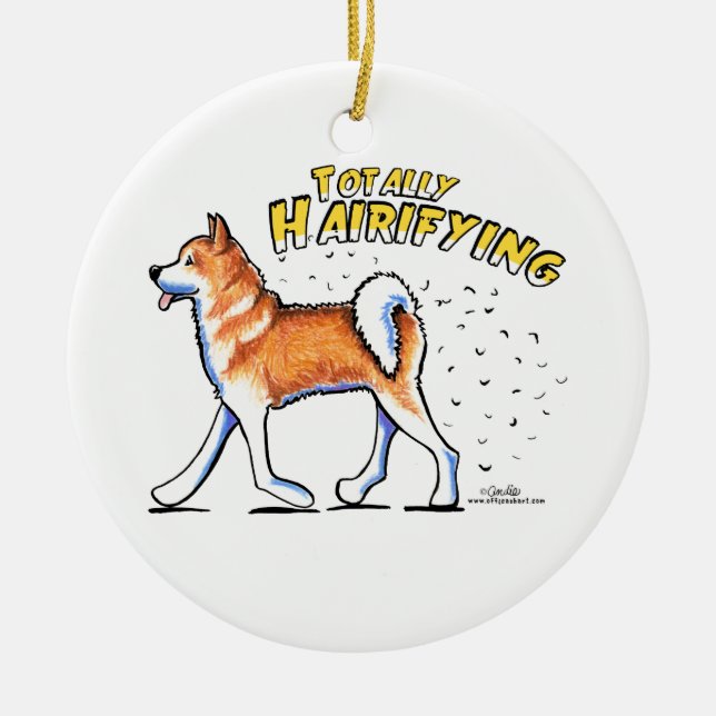 Akita Totally Hairifying Ceramic Ornament (Front)