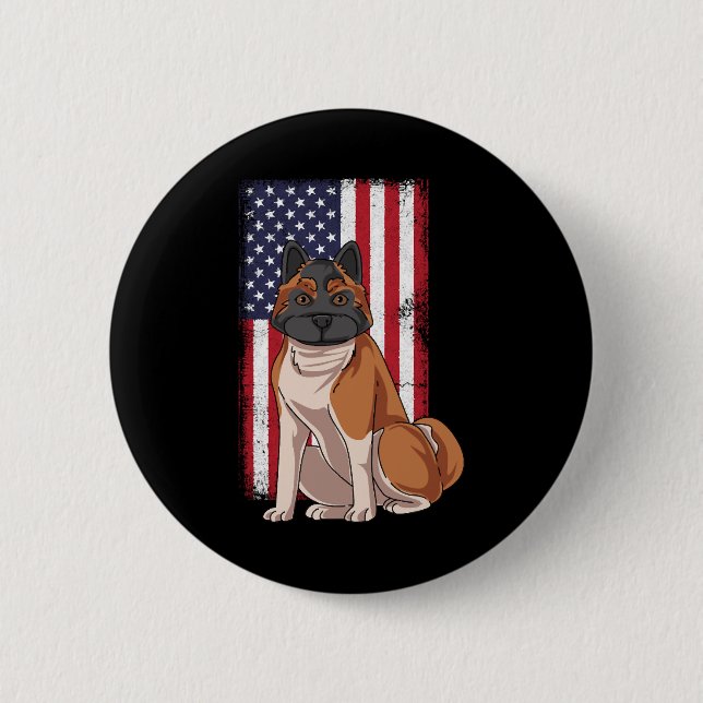 Akita USA Flag Button (Front)