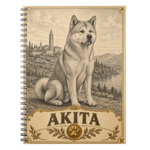 Akita, Vintage Heritage Dog Notebook
