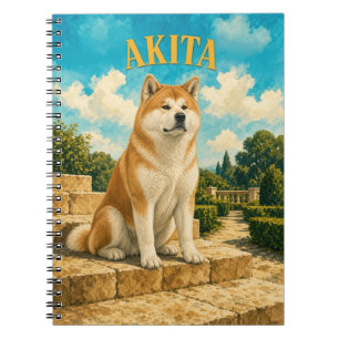 Akita, Vintage Watercolor Dog Art Notebook