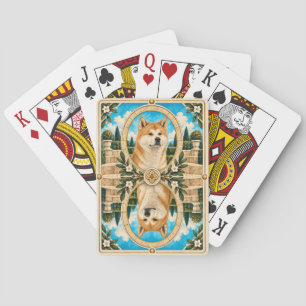 Akita, Vintage Watercolor Dog Art Poker Cards