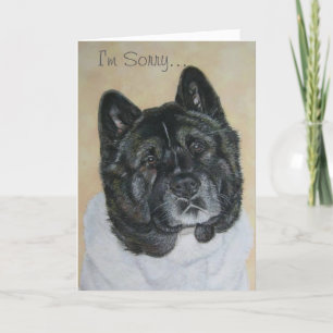 akita with black brindle head dog saying sorry card