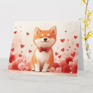 Akita with Roses - Valentine's Day Card