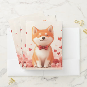 Akita with Roses - Valentine's Day Pocket Folder