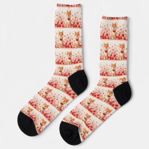 Akita with Roses - Valentine's Day Socks