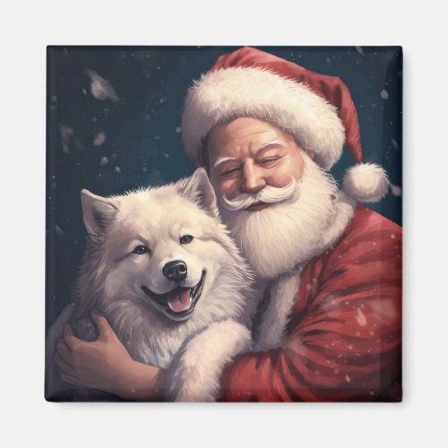 Akita with Santa Claus Festive Christmas Magnet Akita with Santa Claus Festive Christmas Magnet