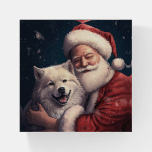 Akita with Santa Claus Festive Christmas Paperweight