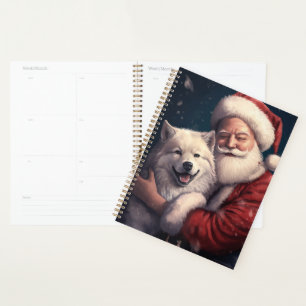 Akita with Santa Claus Festive Christmas Planner