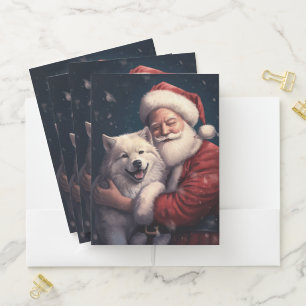 Akita with Santa Claus Festive Christmas  Pocket Folder