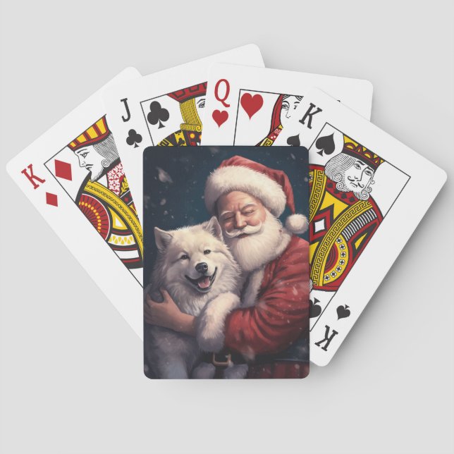 Akita with Santa Claus Festive Christmas  Poker Cards (Back)