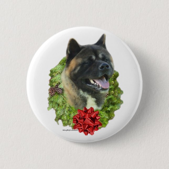 Akita Wreath - Button (Front)