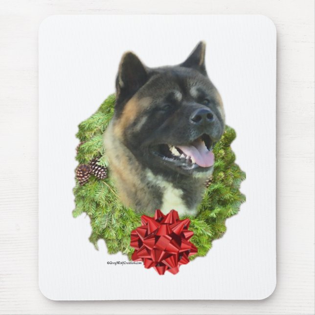 Akita Wreath Mouse Pad (Front)