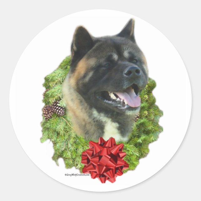 Akita Wreath - Sticker (Front)