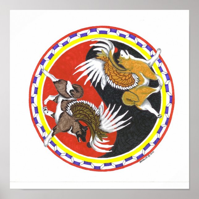 akita yin and yang poster (Front)