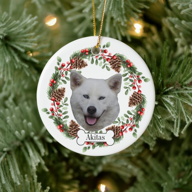 akitas dog ceramic ornament (Tree)