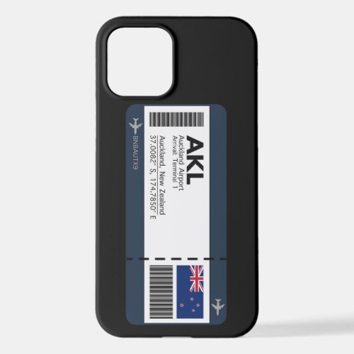 AKL Auckland Boarding Pass _ New Zealand Ticket iPhone 12 Case
